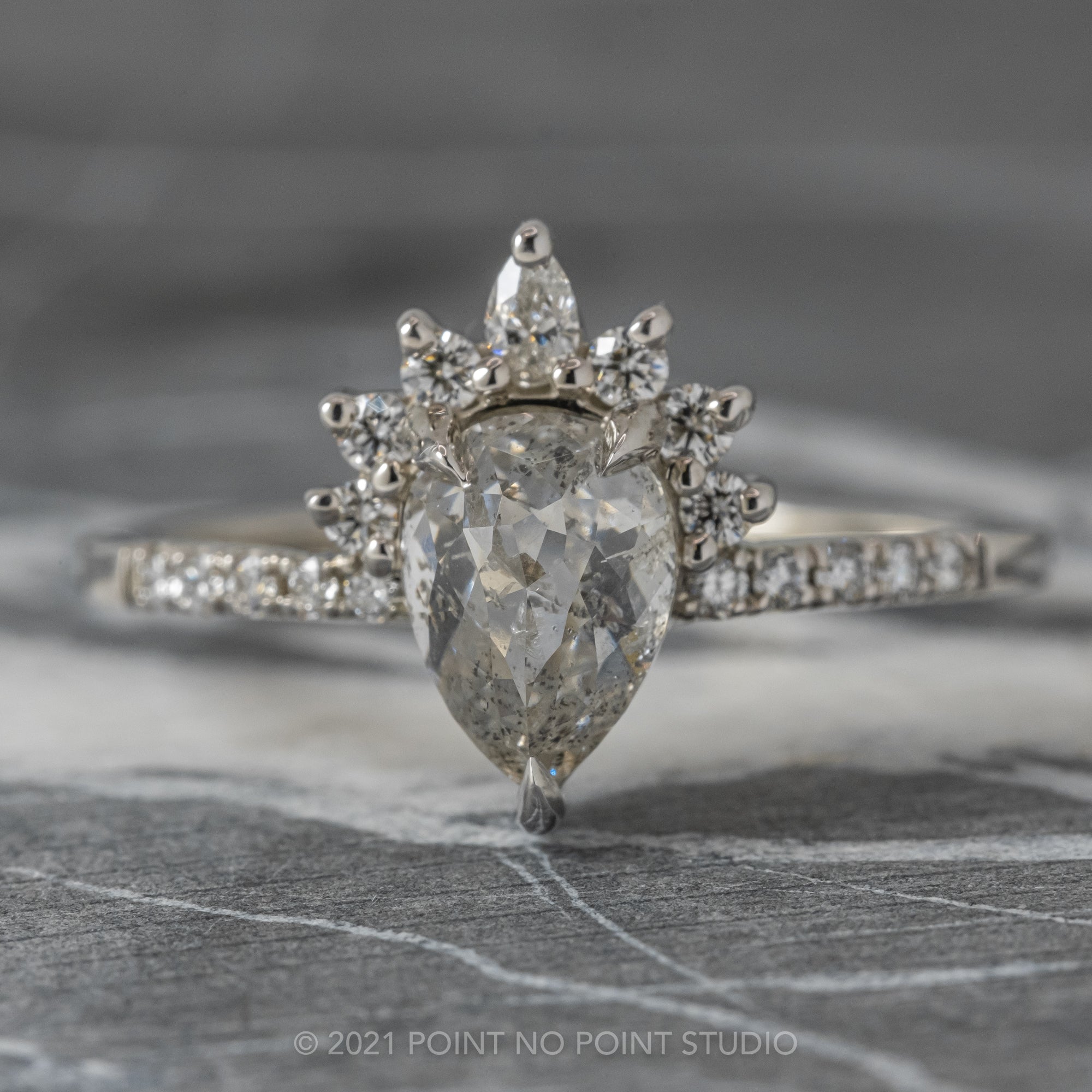Icy White Diamond Engagement Ring, Point No Point Studio